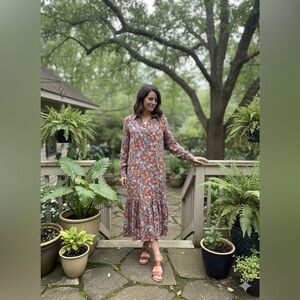 H&M Colorful Floral Long Sleeve Dress